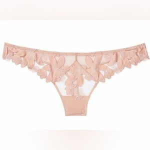 Victoria's Secret VERY SEXY LUXE Embroidered Thong Panty Blush Pink LARGE
